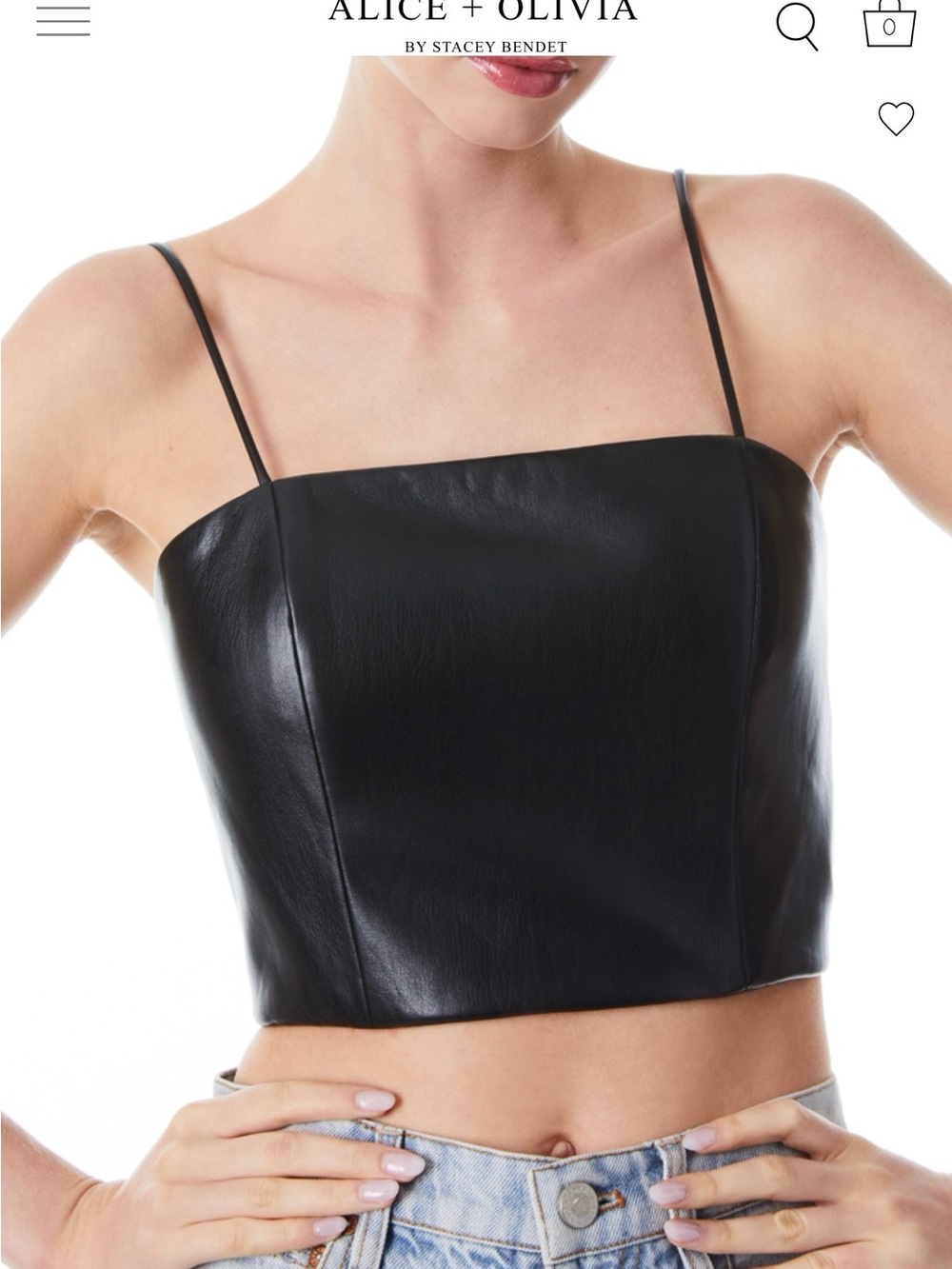 Alice + Olivia Brown Vegan Leather Crop Cami Bustier